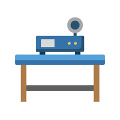 Stylized flat vector illustration of a testing machine set