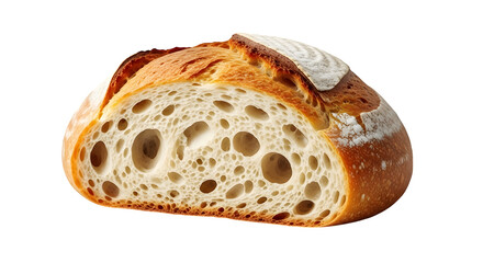 Rustic bread loaf with crumbs isolated"

