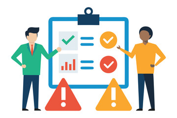 Medical business concept vector illustration: a doctor and nurse with a patient, the doctor holding a stethoscope, symbolizing successful healthcare communication