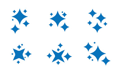 Twinkle and Starburst Symbol Pack in Blue Silhouette Style