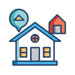 Stylized illustration of real estate growth and house appraisal