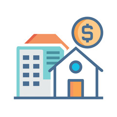 Real estate investment concept: building house with a dollar symbol