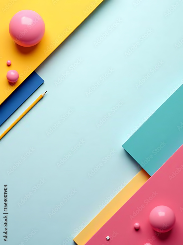 Aufkleber simple geometric shapes bright colors adorn clean empty modern background optional gradient
