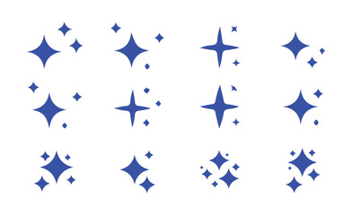 Twinkle and Starburst Symbol Pack in Blue Silhouette Style