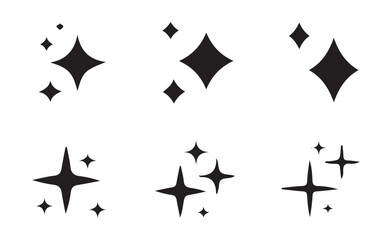 Clustered Star Sparkle Symbols in Black Silhouette Style
