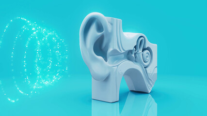 Conceptual 3D illustration of an ear anatomy