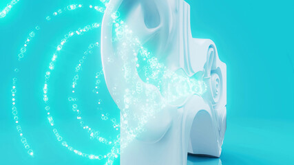 Conceptual 3D illustration of an ear anatomy