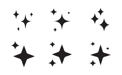 Clustered Star Sparkle Symbols in Black Silhouette Style