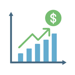 Financial growth chart showing increasing revenue with dollar symbol