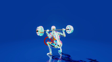 Conceptual 3D illustration of a man's doing squats