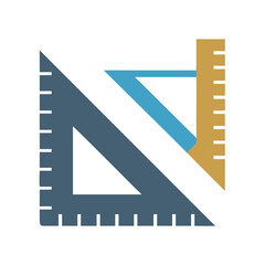 Geometric vector illustration showing tools: triangles and ruler