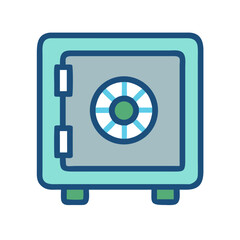 Stylized illustration of a safe on a black background