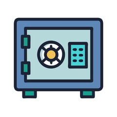 Cartoon safe deposit box icon security protection concept