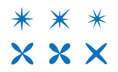 Simple Blue Star Shapes – Decorative Sparkles for UI and Branding