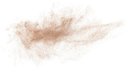 3D rendering of scattered sand granules or fine dirt on transparent background.