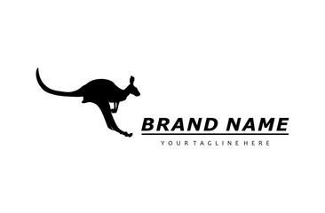 Kangaroo animal australia nature logo design ventage illustration