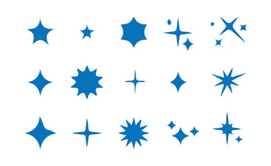 Simple Blue Star Shapes – Decorative Sparkles for UI and Branding