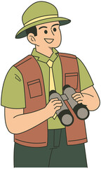 National Park Ranger using Binoculars