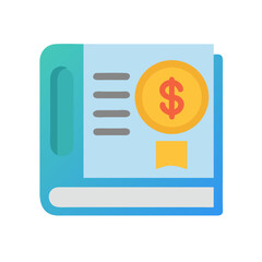 Financial accounting book with dollar coin illustration graphic