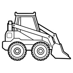 Naklejka premium Clean vector illustration of a skid steer loader on a white background with vibrant color accents