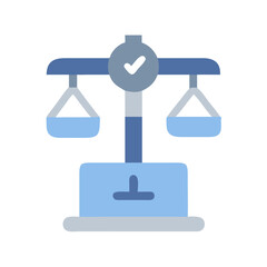 Flat vector illustration of balance scales showing approval