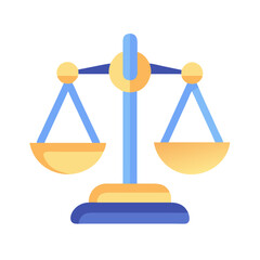 Scales of justice symbol flat design on black background