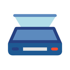 Flat vector illustration of a scanner against black background