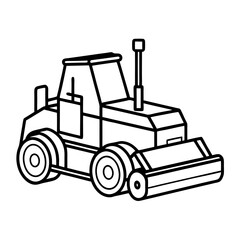 Clean vector illustration of a paver machine on a white background with colorful elements