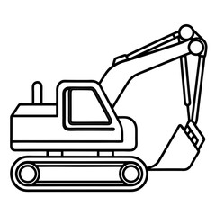 Yellow excavator construction vehicle illustration on a clean white background