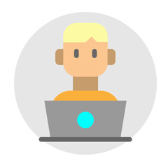 Learning via Laptop Vector Flat Icon Design