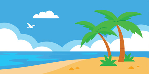 Fototapeta premium Tropical paradise island beach with palm trees and sun