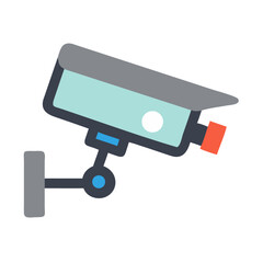 Surveillance camera system modern flat illustration isolated on black