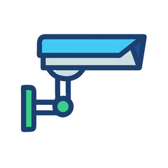 CCTV camera illustration monitoring security in simple, modern style