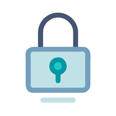 Teal and Blue Padlock icon against a black background