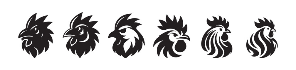 Abstract Rooster Emblems – Modern Poultry Design Set