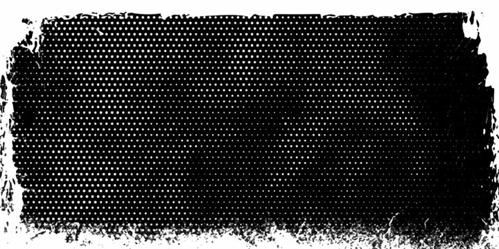 white background featuring a rough, grungy hafton dot patan  border that frames a blank central space Grunge border texture background. Abstract frame overlay