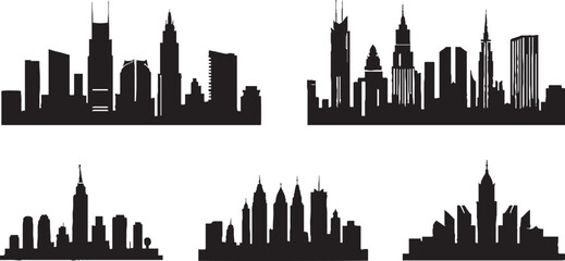 Obraz premium City skylines black silhouette buildings architecture
