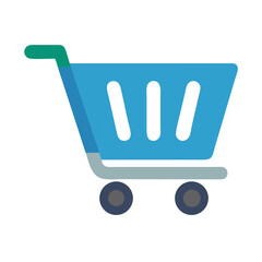 Blue shopping cart icon on black background illustration