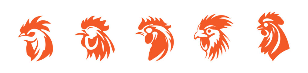 Vector Rooster Icons Collection for Logo or Design