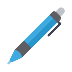 Blue and grey pen on black background, flat style
