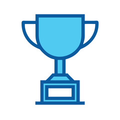 Blue trophy illustration symbolizing winning and sports achievement icon