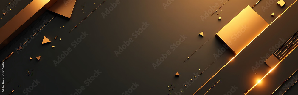 Poster modern design features geometric shapes bronze olive tones dark brown gradient glow effects triangle