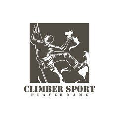Climber logo design vector. Silhouette Climber Template Illustration. Icon Symbol