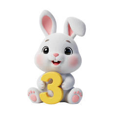 Obraz premium Cute Rabbit Holding Number 3