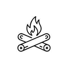 bonfire icon in line style, Fire, flames, vector illustration