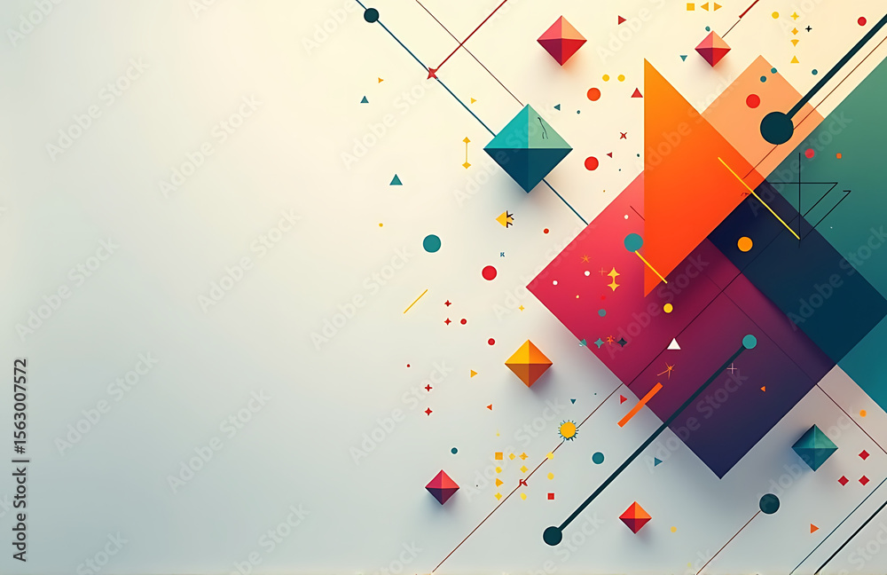 Aufkleber geometric shapes like triangles squares lines modern abstract background color gradients light dark
