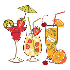 Hand drawn cocktail set