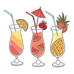Hand drawn cocktail set