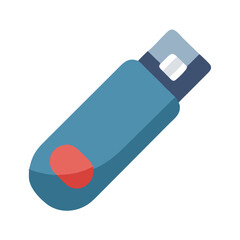 Modern blue USB drive on black background for storing data