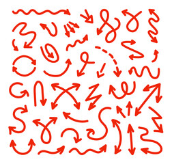 Hand drawn arrows set for business plan, presentation and education. Vector illustration